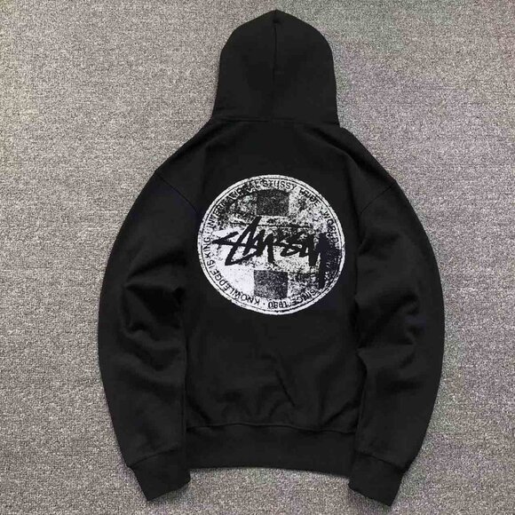 Men's Stussy Black Logo Print Hoodie Size: XL - Picture 1 of 7